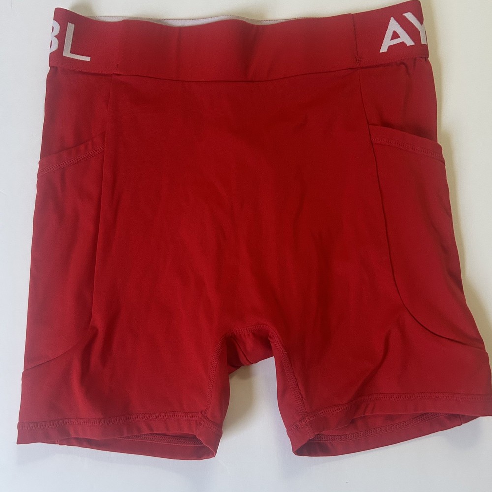 AYBL Women's Sport Training Shorts Side Pockets Red Size Medium NEW