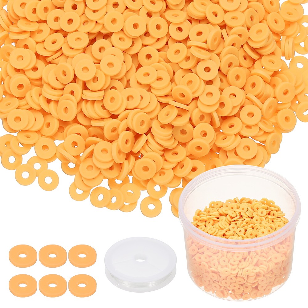 3000 Pcs Yellow 6mm Flat Clay Beads Friendship Bracelet DIY Kit with Cord