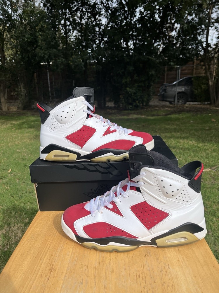 Nike Air Jordan 6 Retro 2014 Carmine Red White Men Sz 8.5 Women Sz 10 384664-160