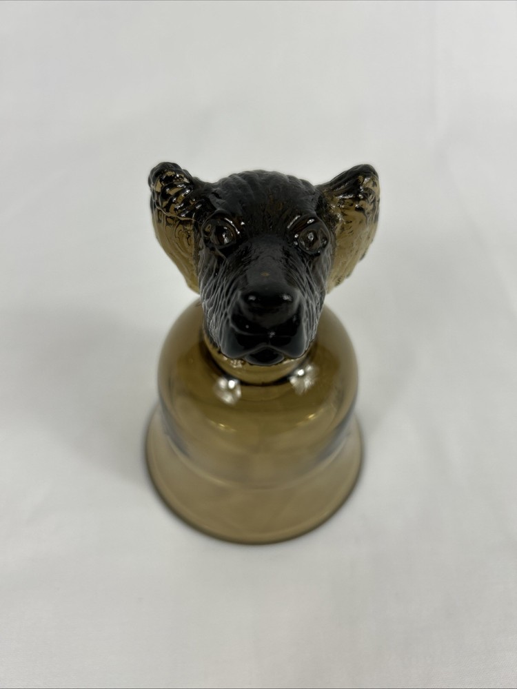 Vintage AVON Smoke Brown/Amber Dog Head Shot Glass/Votive Candle Holder