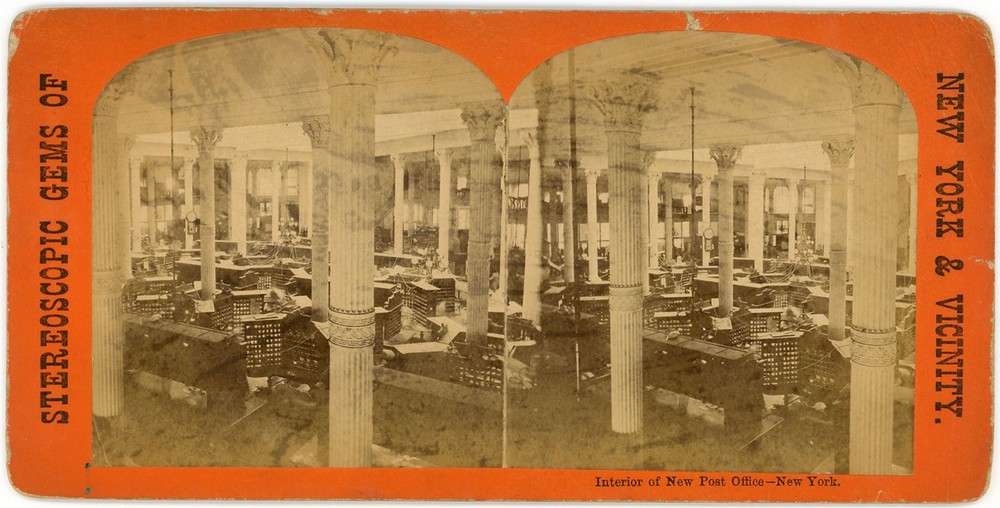 NEW YORK CITY SV - New Post Office Interior - Stereoscopic Gems 1880s