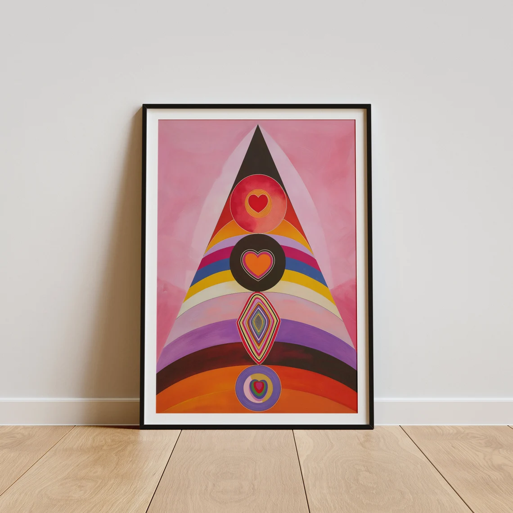 Abstract Art Vibrant Color with Hearts Poster Premium Quality Choose your Size-image