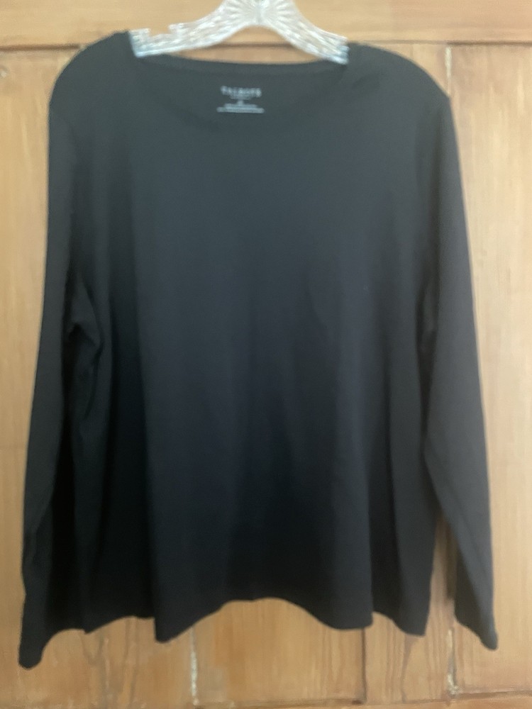 Talbots Plus Black Cotton Long Sleeves Tee Shirt Top Size 2X