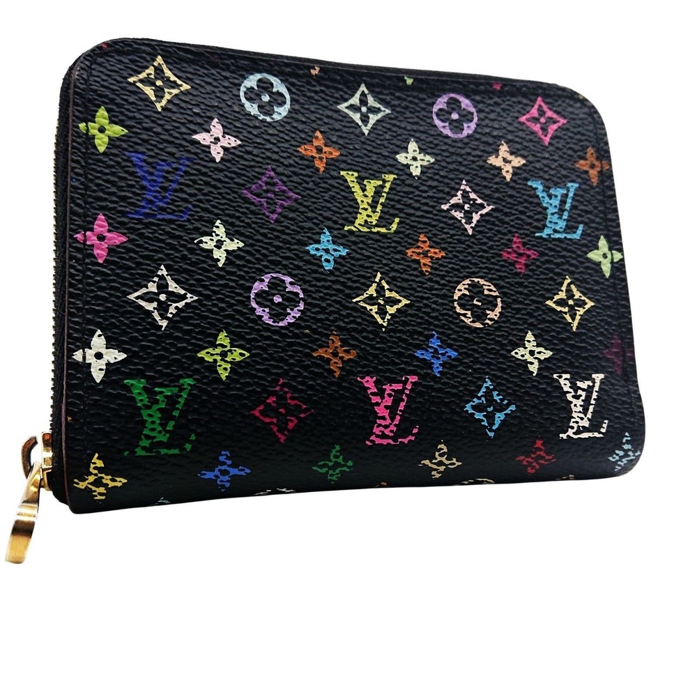Auth LOUIS VUITTON M93740 Monogram Multicolor Zippy Coin Purse Black LV F/S
