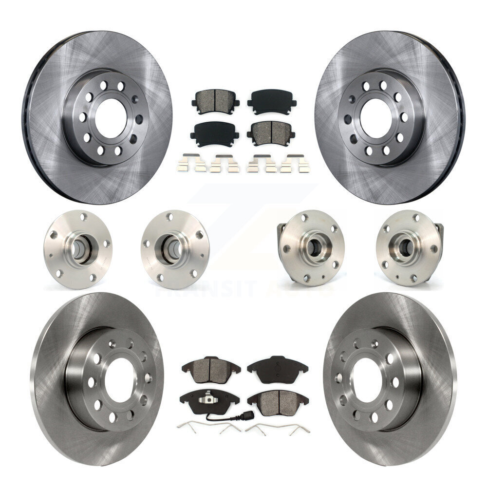 Hub Bearing Disc Brake Rotor And Pad Front Rear Kit (10Pc) For Volkswagen Rabbit