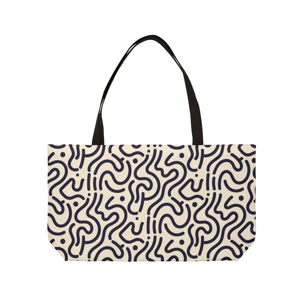 Abstract Doodles Beige Weekender Tote Bag 100% Polyester 24x13 Inches-image