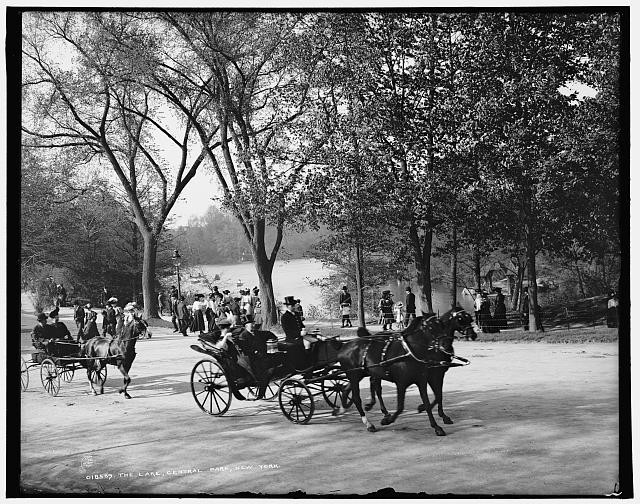 Photo:Central Park New York The Lake Horse Carriages c1905