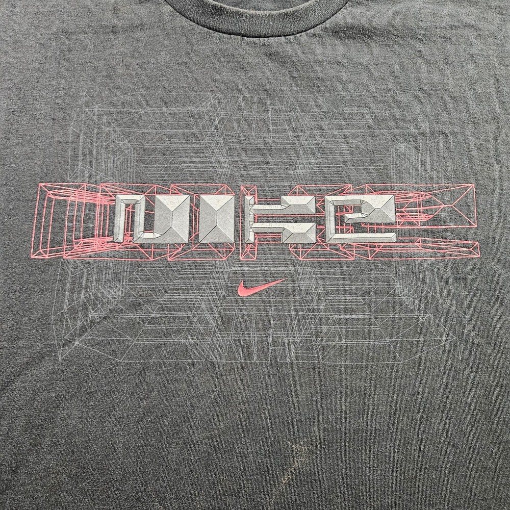 Nike Shirt Mens Large Black Wireframe Graphic Swoosh Tee Streetwear Athletic Y2K