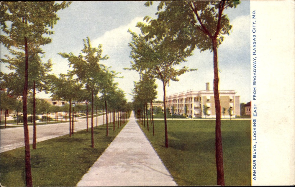 Arthur Blvd east from Broadway ~ Kansas City Missouri MO ~ c1910 postcard