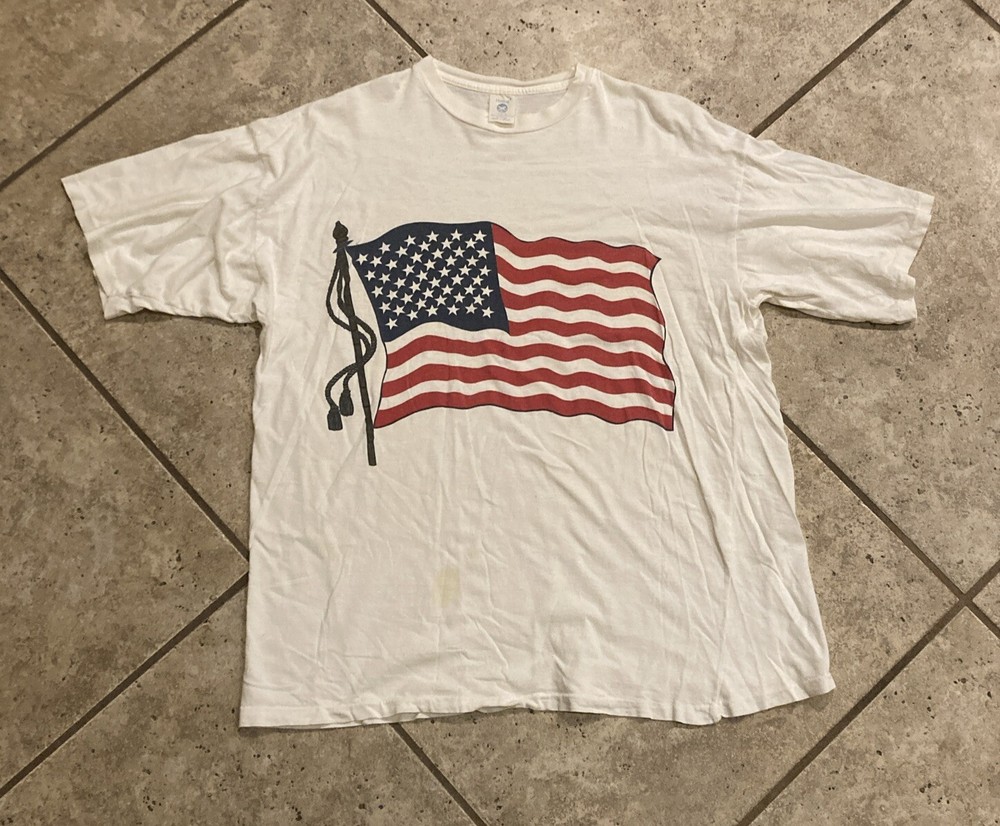Vintage American Flag T Shirt Single Stitch Size XL