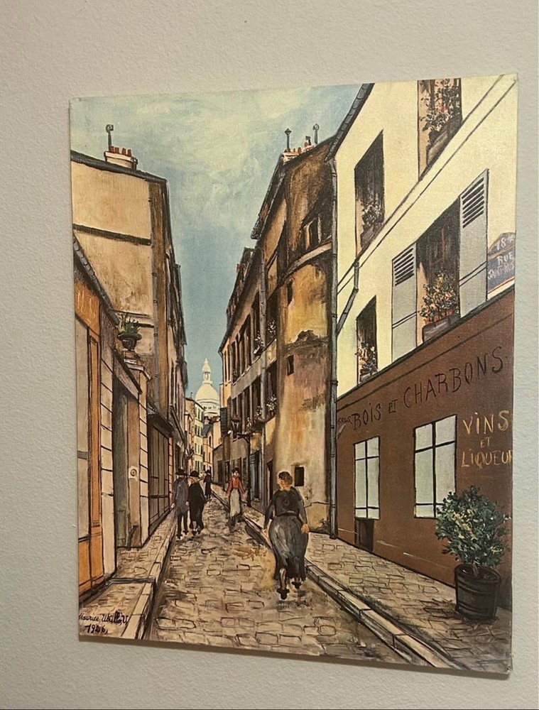 Maurice Utrillo Signed 1926 Oil Painting Realism Street Scene on Canvas