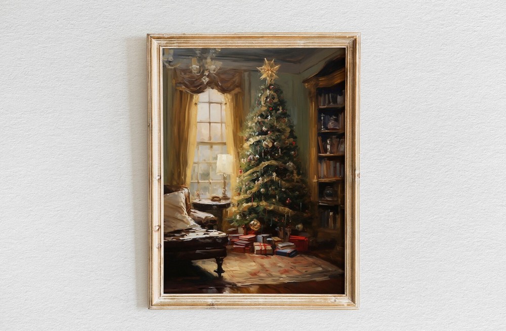 Vintage Christmas Tree Vintage Holiday Wall Art Christmas Art Festive Decor