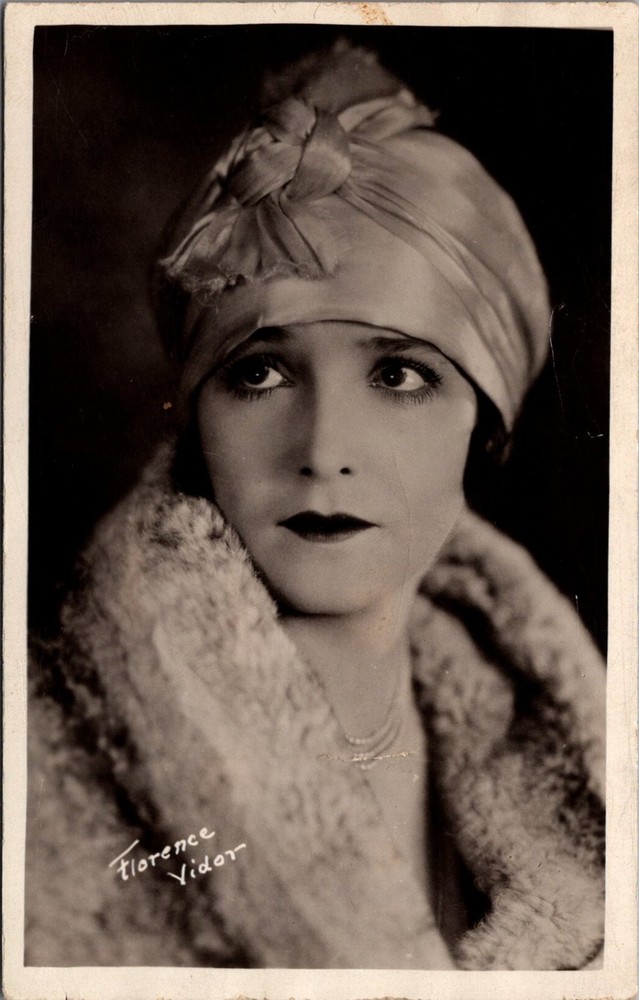 Florence Vidor RPPC Real Photo Postcard Silent Film Star Actress 1920s AZO
