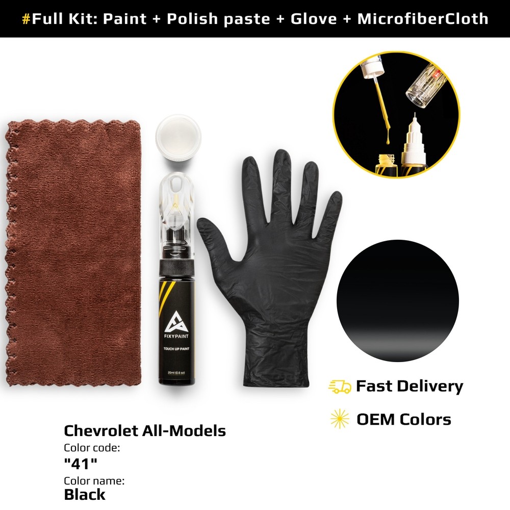 Touch up Paint for Chevrolet Code: 41 Black OEM Exact Color Match