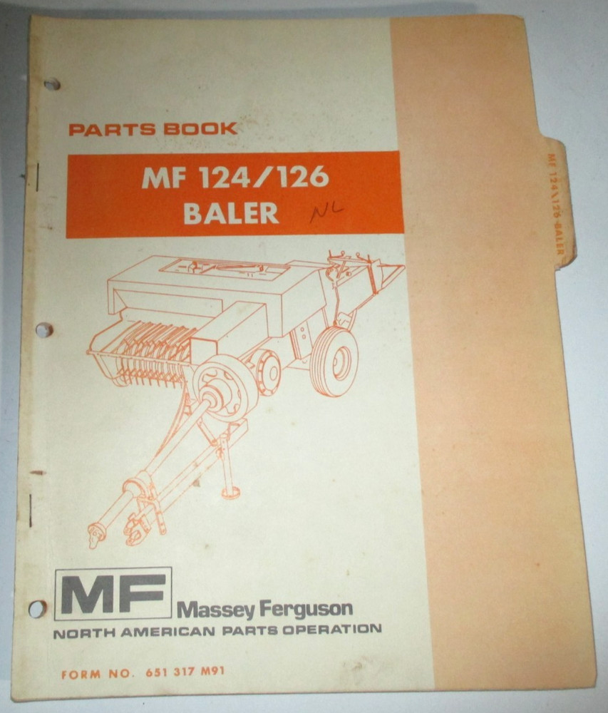 Massey Ferguson MF 124 & 126 Baler Parts Catalog Manual Book 10-71 ORIGINAL!