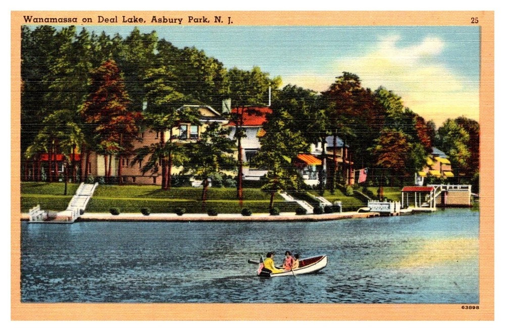 1940s Rowboat at Wanamassa On Deal Lake Asbury Park New Jersey Vintage Postcard