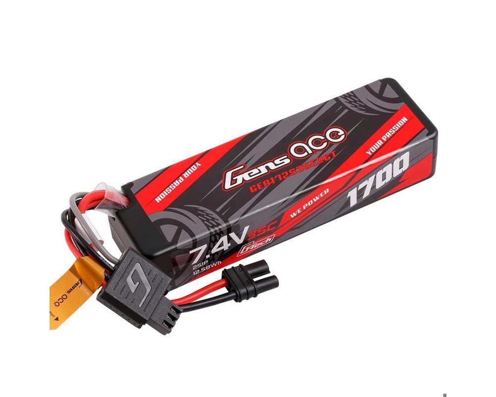Gens ace 1700mAh 2S 35C 7.4V G-Tech Hardcase Lipo Battery with EC2 Plug-image