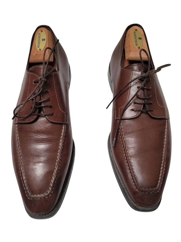 Santoni Men's Oxfords Brown Leather Lace-Up Dress Shoes Size 8.5 EE