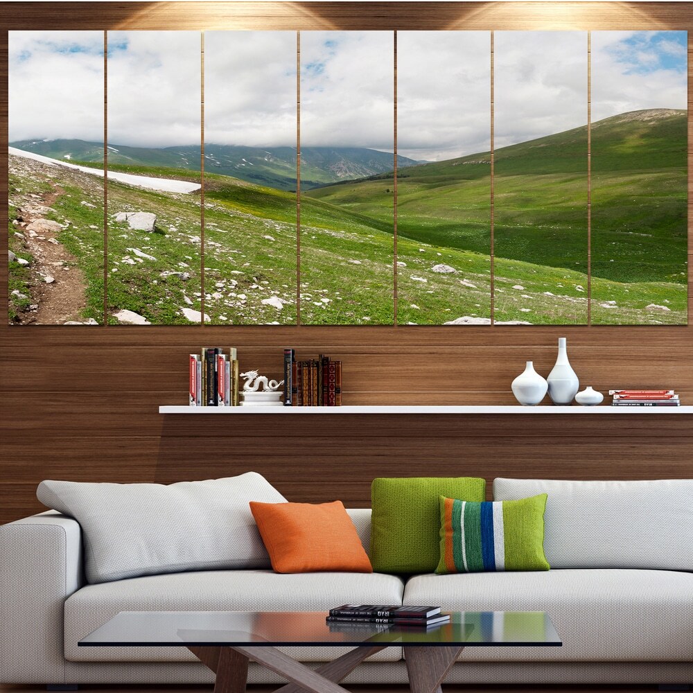Designart North Caucasus Green Mountains Landscape Wall Art - Oversized Canvas Print Featuring Lush Green Mountain Scenery, Perfect for Living Room or Office Décor