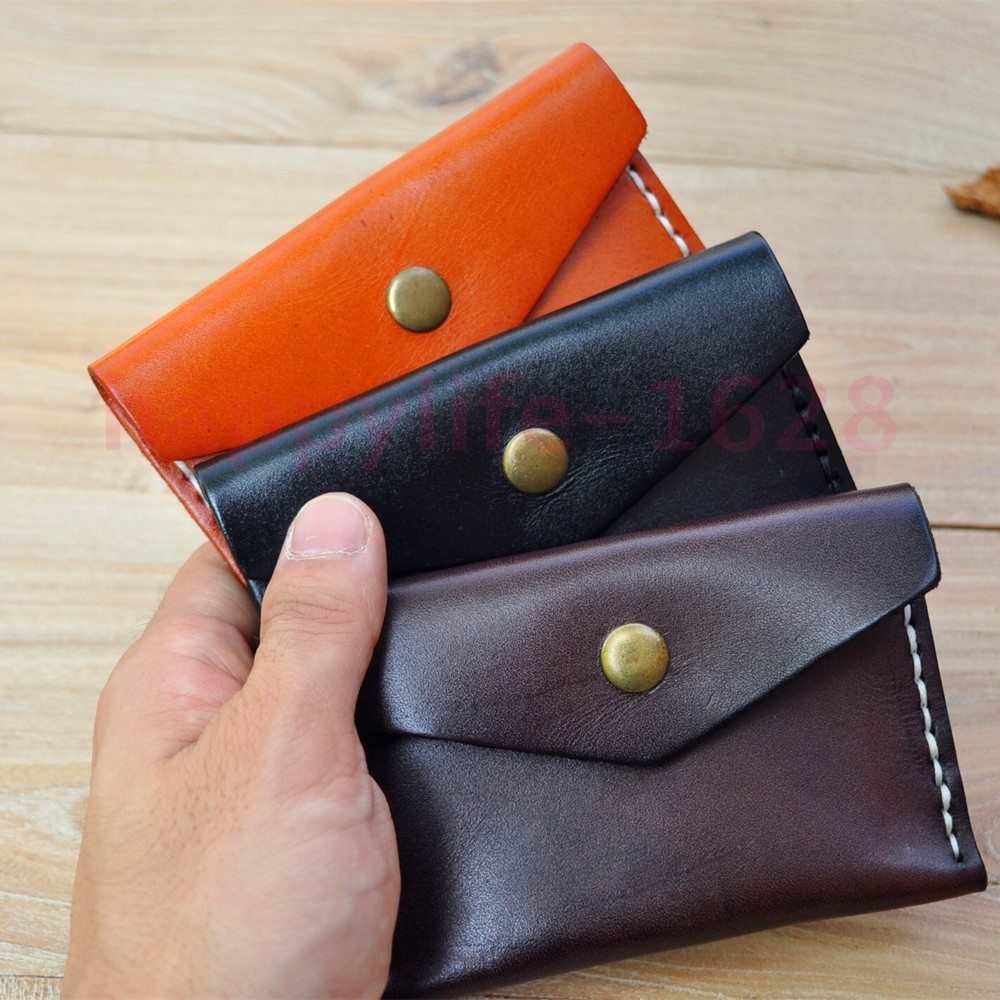 Cowhide Tanned Leather Card Coin Holder Wallet Vintage Handmade Card Coin Purse