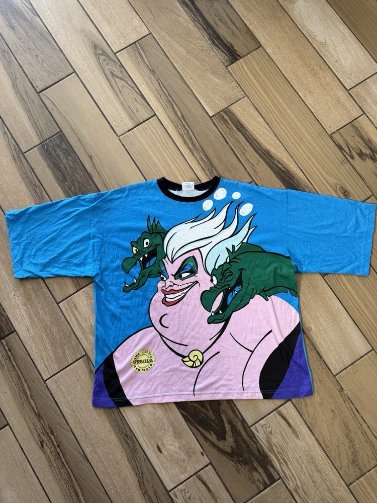 90s Vintage The Little Mermaid Ursula Disney Villain AOP Tee Signed