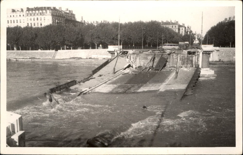 Lyon France Pont Morand bridge on the Rhone River RPPC