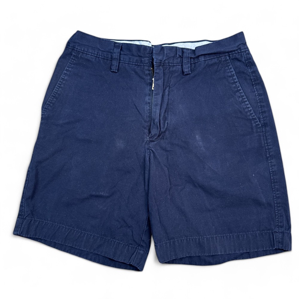 J Crew Reade Chino Shorts Mens Size 28 Navy Blue Flat Front Classic Casual
