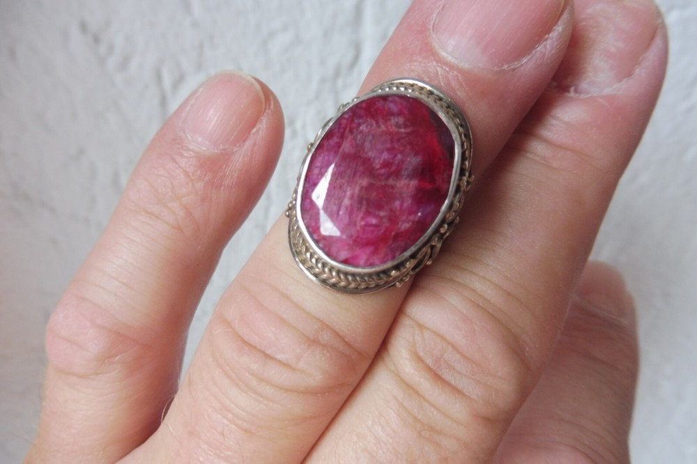 Ring, 925 silver with pretty, large stone, very beautiful, old silver ring