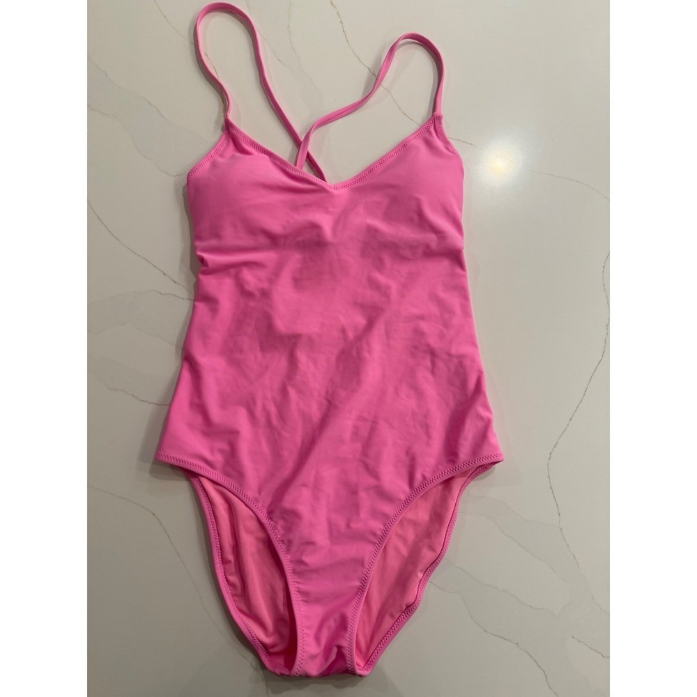 Aerie One Piece Swimsuit Pink Crisscross Back Tie Straps Size M