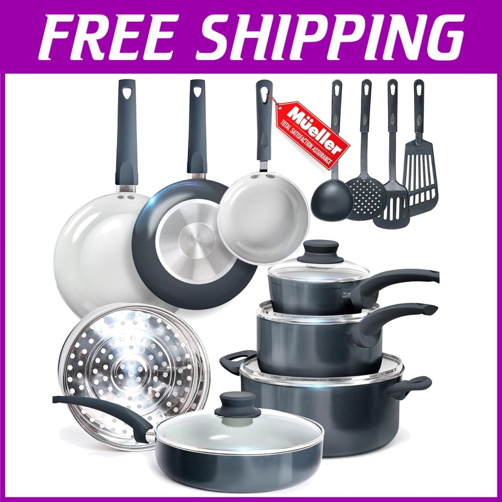 16-Piece Non-Toxic Cookware Set - PFOA-Free & Dishwasher Safe