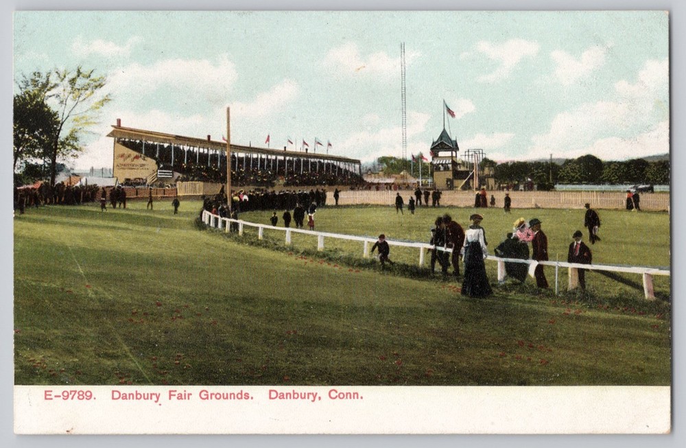 Danbury Fair Grounds, Danbury CT Horse Track, Racing c1910 Antique Postcard
