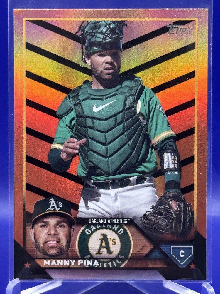 2023 Topps Update Manny Piña #US127 Orange Black Foil Oakland Athletics Card
