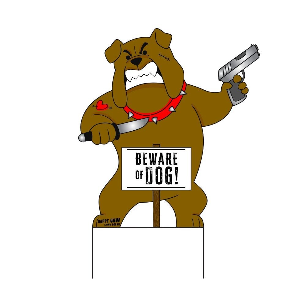 Beware of Dog Garden Metal Art Stakes 23'x14