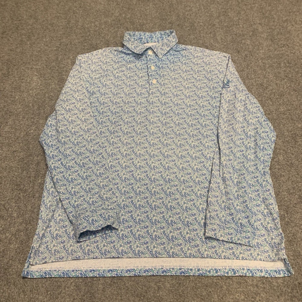 Ibkul Polo Shirt Mens Size Large Sz L AOP Long Sleeve Quick Dry UPF 50 Golf