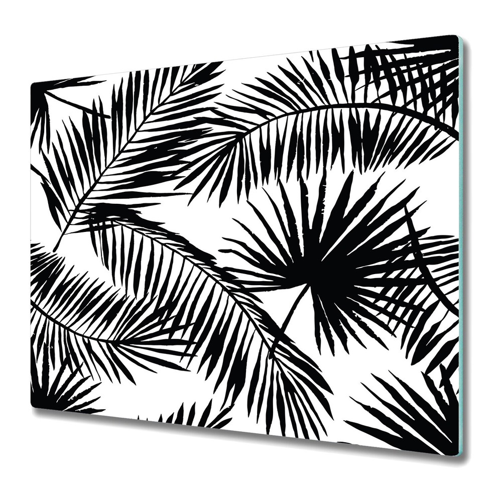 Glass Induction Ceramic Hob Cover Minimalistic Palm Leaves Art 60x52
