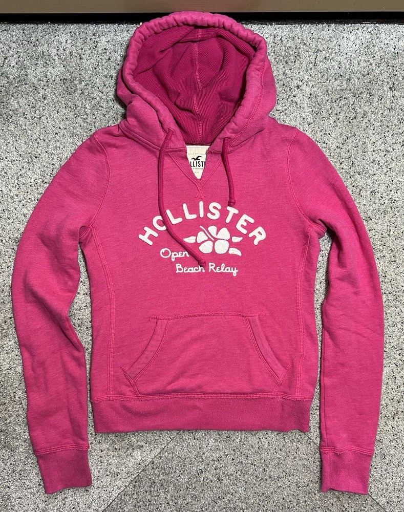 Vintage Y2K Hollister Hoodie Logo Pink Surf Club Women's Size XS