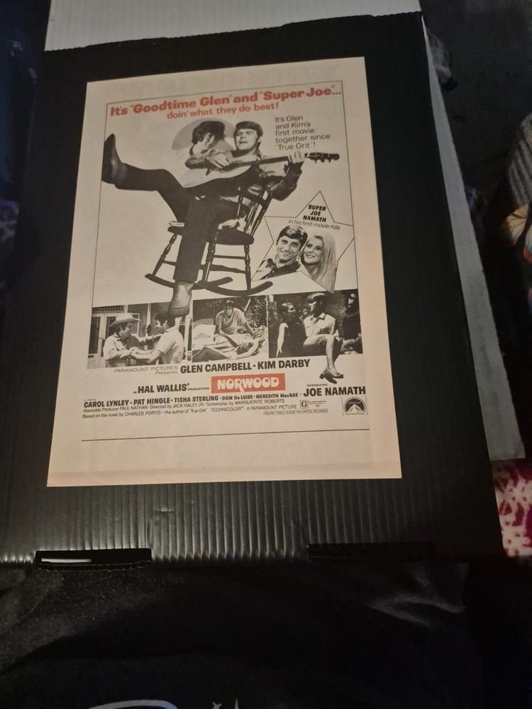 NORWOOD-Glen Campbell-joe namath- 2pg booklet movie HERALD 11x7.5
