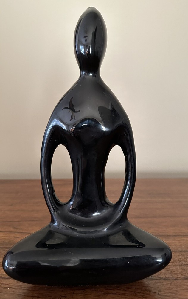 Abstract Praying Figurine/Statue, Black, 10”, **FLAW**