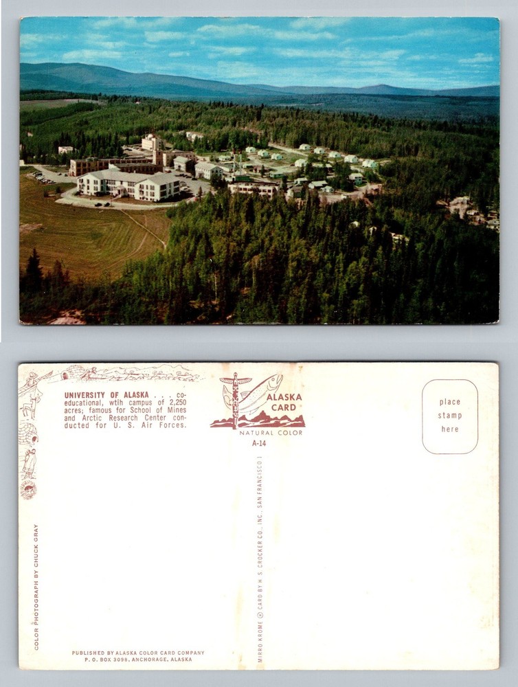Fairbanks, AK-Alaska, University Campus Aerial Arctic Center Vintage Postcard
