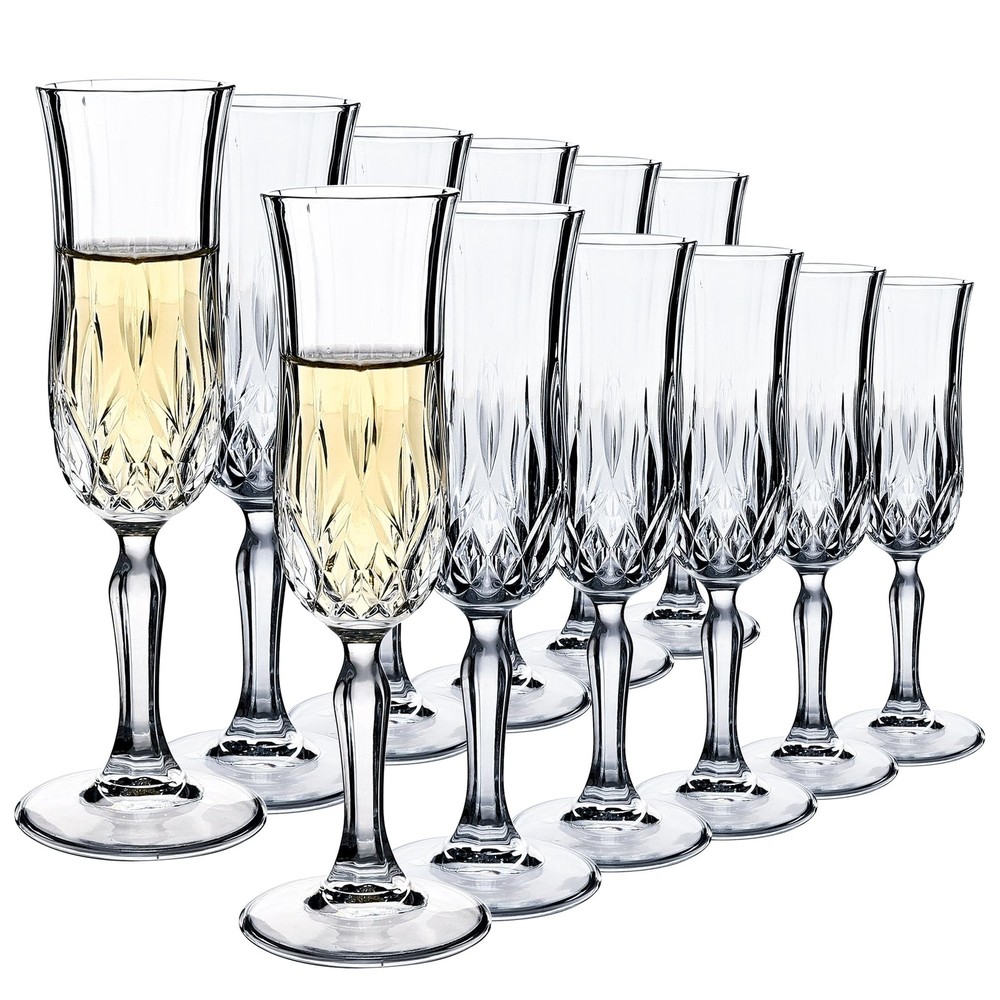 Champagne Flutes Set of 12, Elegant 4 oz Sparkling Wine Glasses with Long Ste...