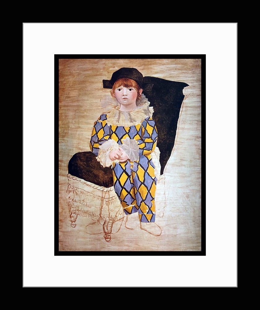 PICASSO - Custom Framed 'Paul as Harlequin' Art Print