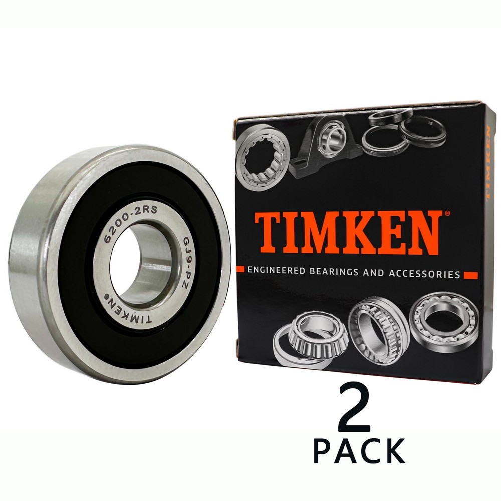 2PCS TIMKEN 6200-2RS 10x30x9mm Double Sealed Rubber Ball Bearings 6200RS