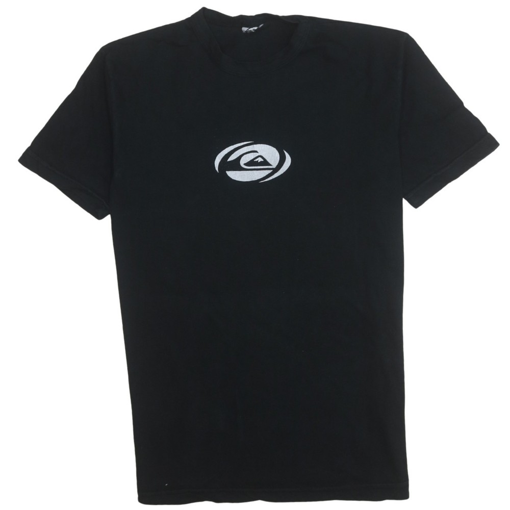 Quiksilver Mens T Shirt Black Front Back Graphic Surf Logo Streetwear Tee XS