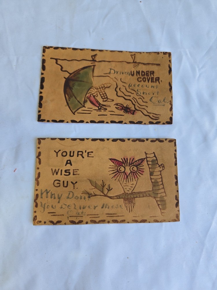 Vintage Leather Postcard - Souvenir
