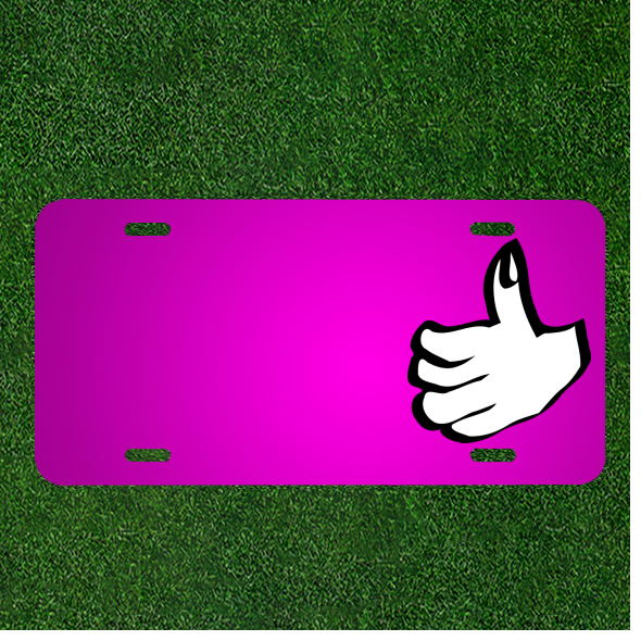 Create a Custom Car License Plate with Names on Thumbs Up Hand for Success