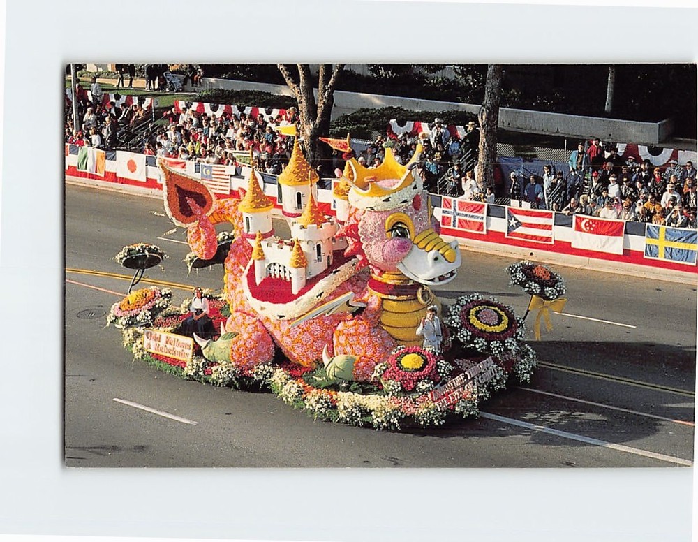Postcard Odd Fellows & Rebekahs Float Rose Parade Pasadena California USA