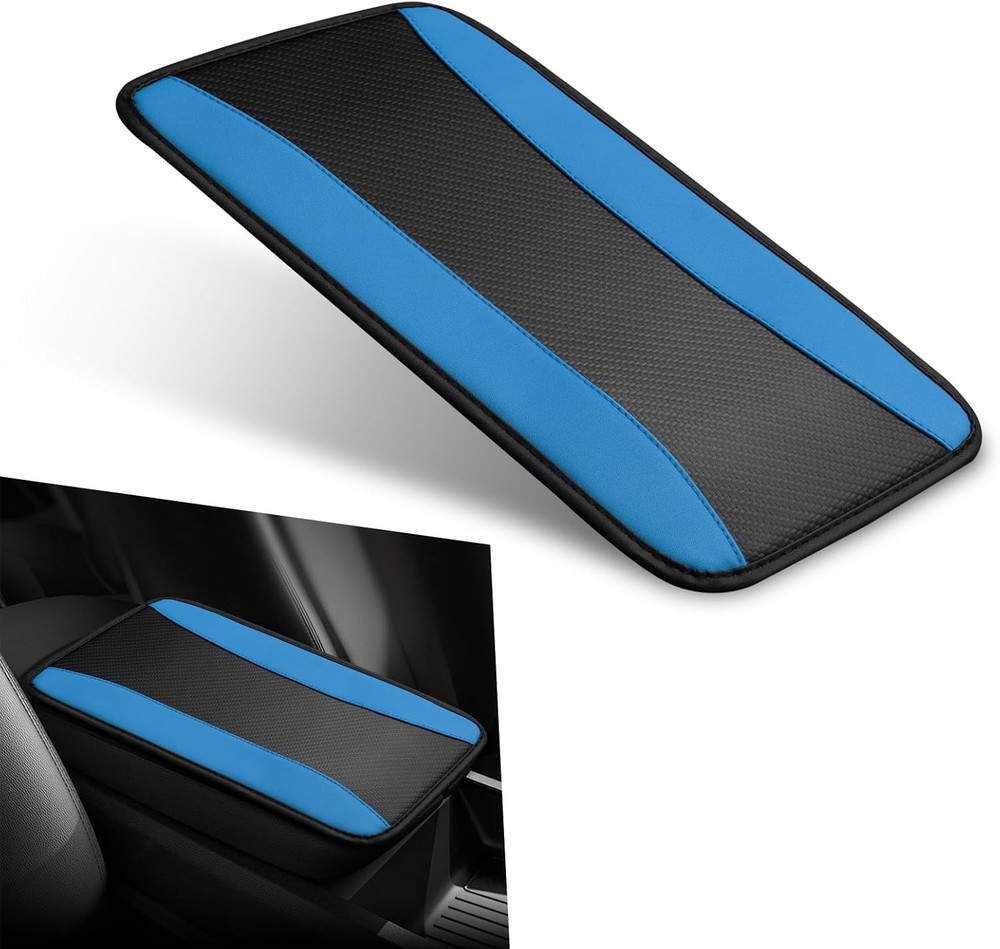 Universal PU Leather Center Console Cover, Waterproof and Comforta Color: blue