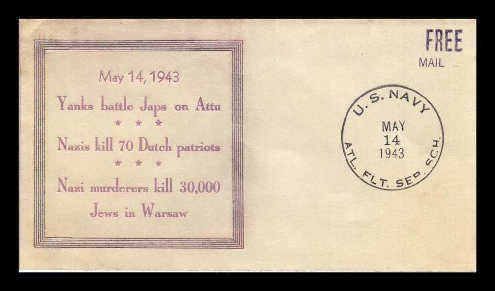 Dr Jim Stamps Us Cover Wwii Navy Atl Flt Ser Sch Cancel Patriotic Cachet