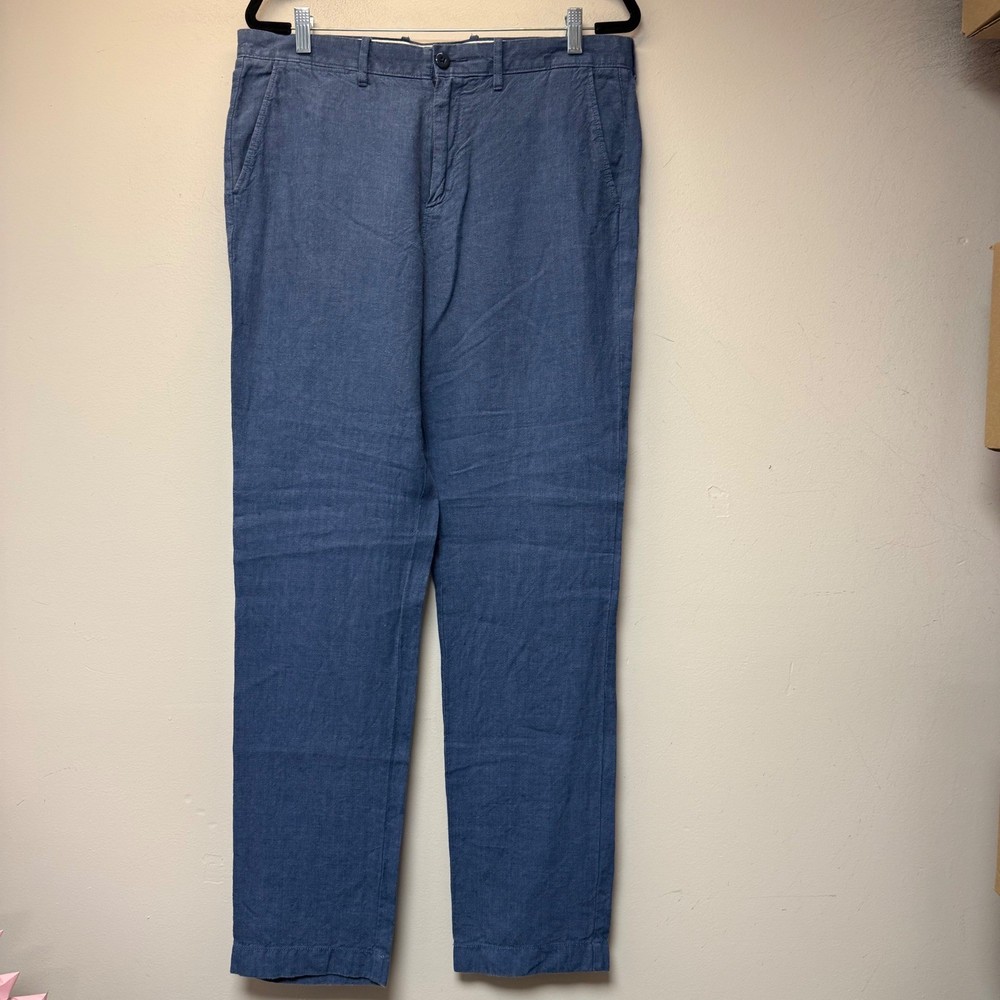 J.Crew Baird McNutt Irish Linen Trousers Mens 36x32 Blue Excellent Straight Leg