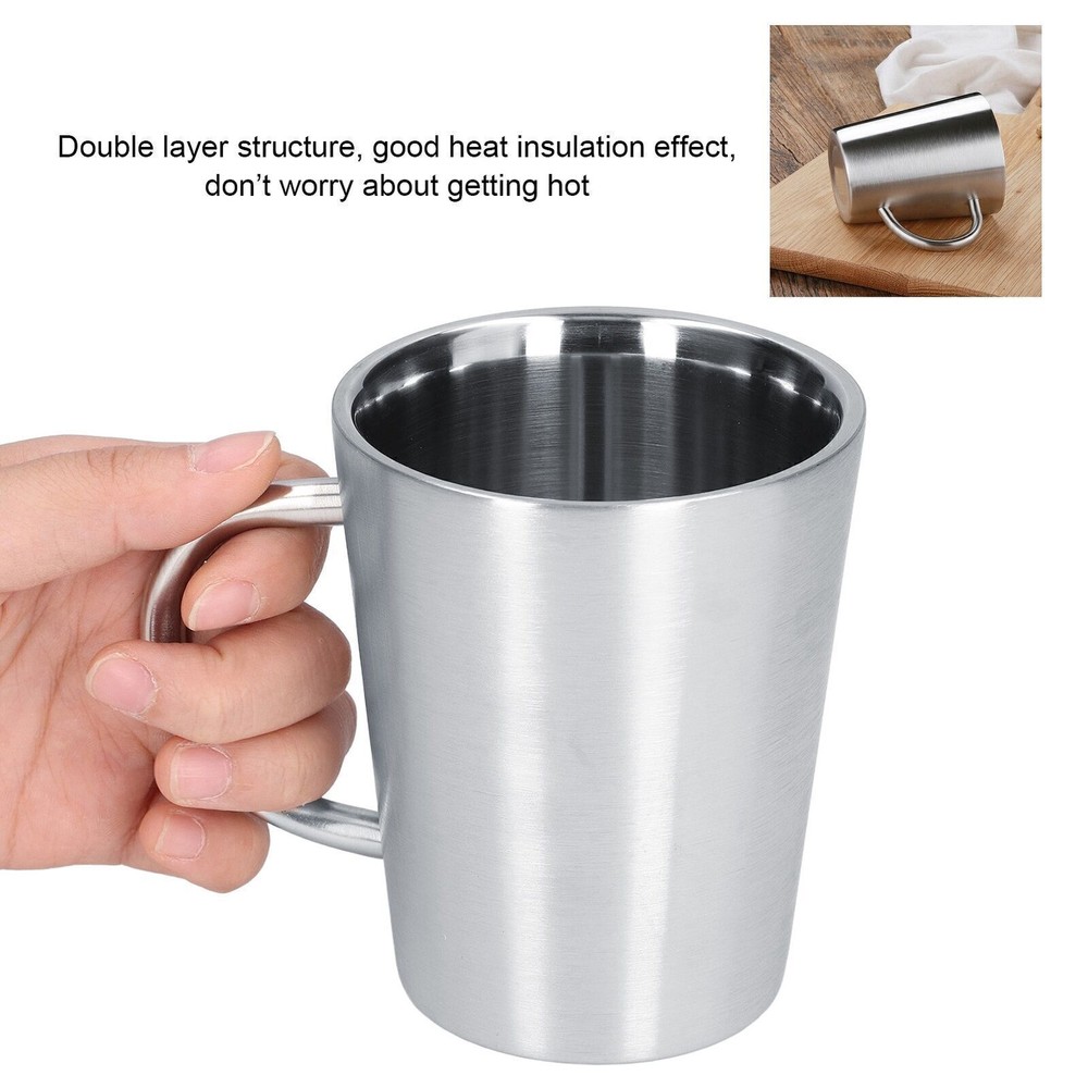 350ML Stainless Steel Coffee Cup Double Layer Heat Insulation Beer Mug Water Cup
